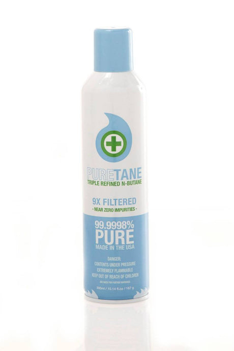 Puretane Butane 300 mL canister for cleaning, 99.9998% pure, triple refined, front view