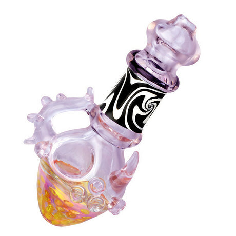 Purple Goth Spoon Pipe with intricate honeycomb bowl, 5.5" borosilicate glass, ideal for dry herbs