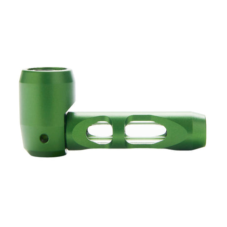 Pyptek Prometheus Pocket Pipe in Green, Compact Aluminum Design with Borosilicate Glass, Side View