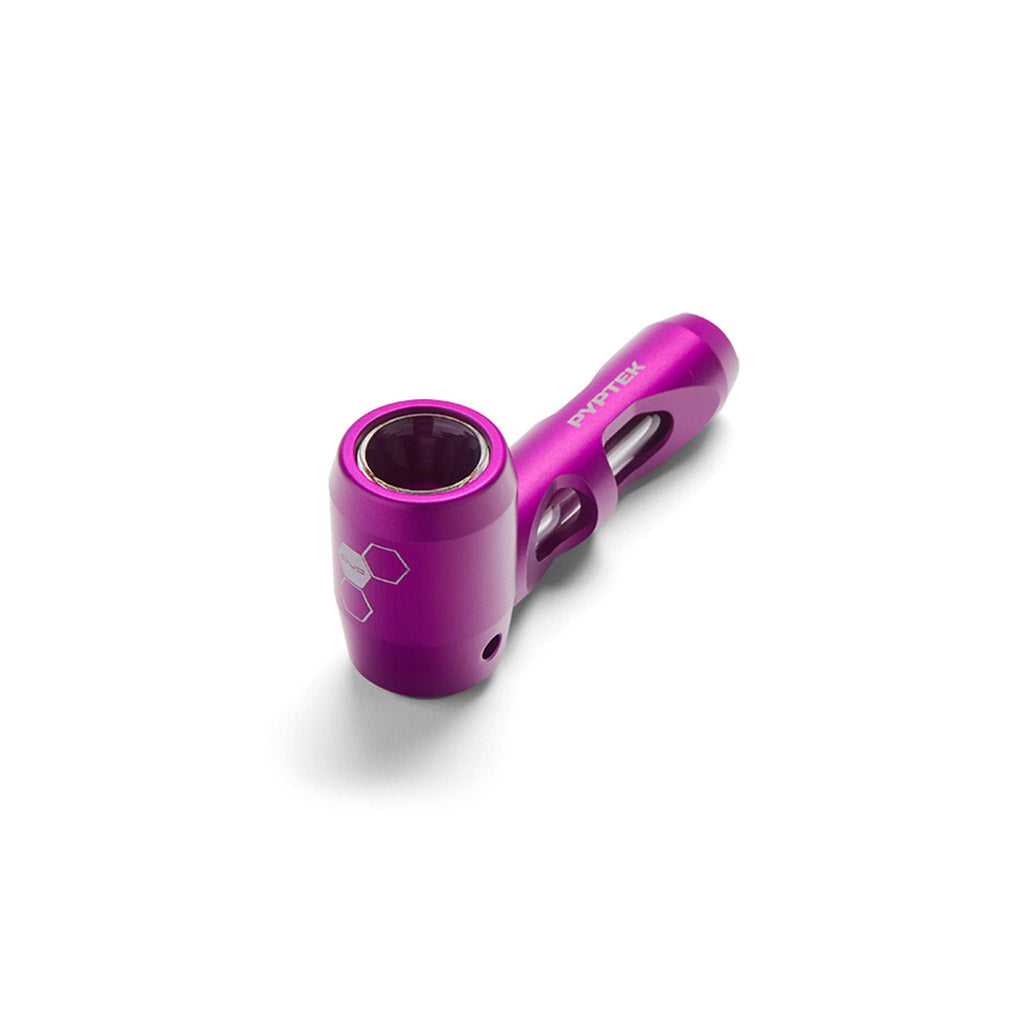 Pyptek Prometheus Pocket Pipe in Purple - Compact Aluminum and Glass Design, 4" Long