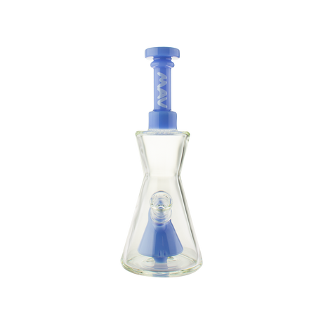 MAV Glass 10" Pyramid Hourglass Bong with Blue Neck and Honeycomb Guard - Front View