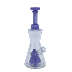 MAV Glass - Pyramid Hourglass Bong - Front View with Purple Accents