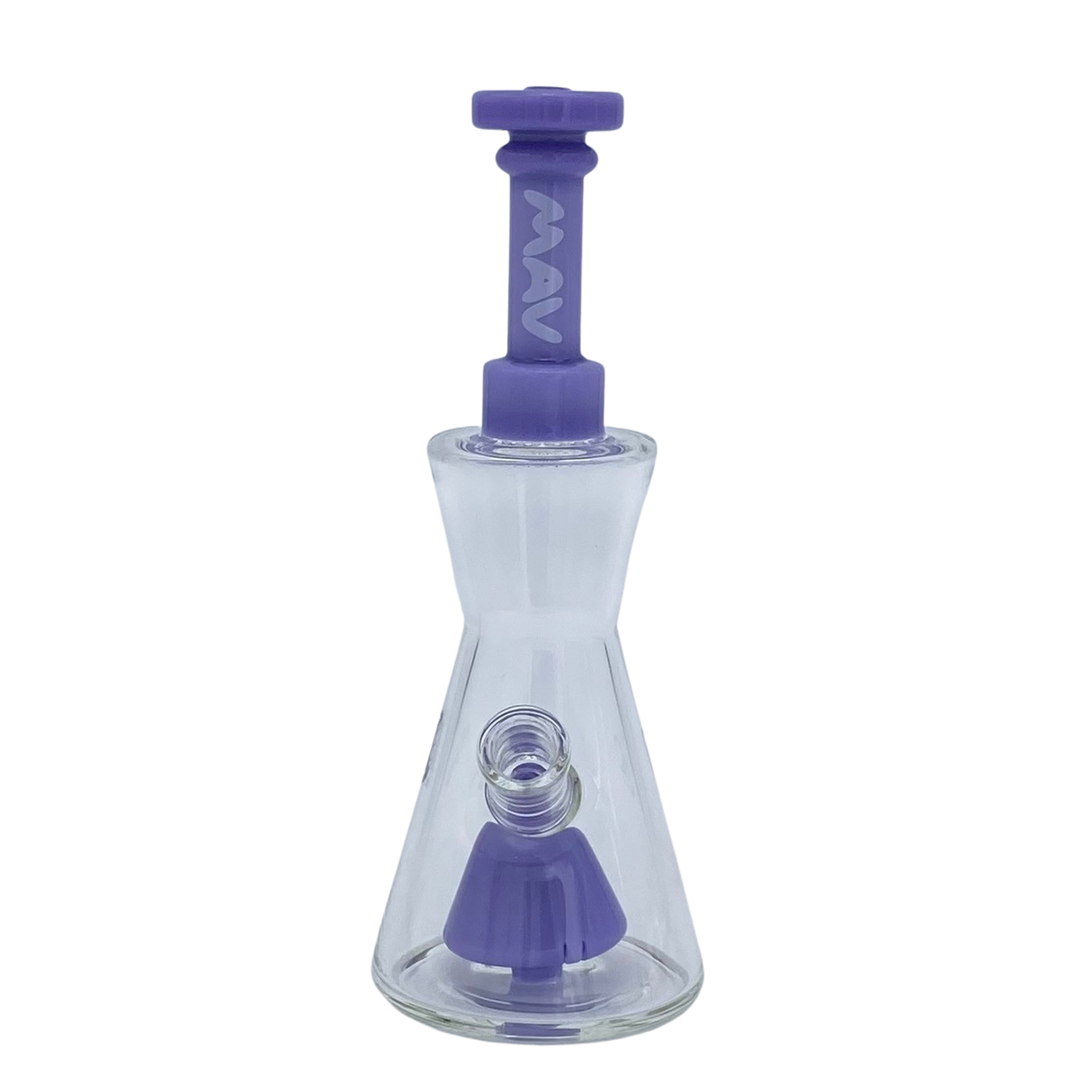 MAV Glass - Pyramid Hourglass Bong - Front View with Purple Accents