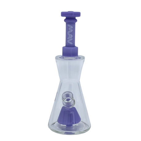 MAV Glass 10" Pyramid Hourglass Bong with Honeycomb Guard & Purple Neck