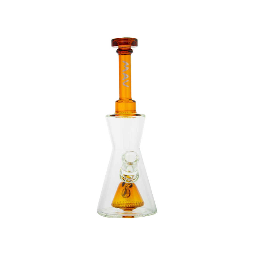 MAV Glass - Pyramid Hourglass Bong - Front View with Orange Accents