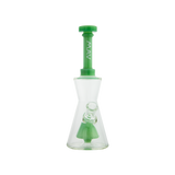 MAV Glass Pyramid Hourglass Bong in Green - Front View on Seamless White Background