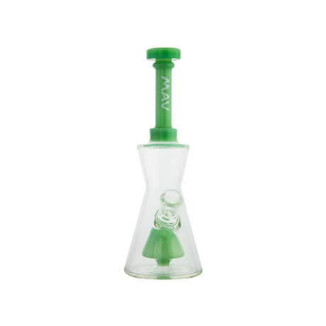 MAV Glass Pyramid Hourglass Bong in Green - Front View on Seamless White Background