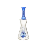 MAV Glass Pyramid Hourglass Bong with Blue Accents - Front View
