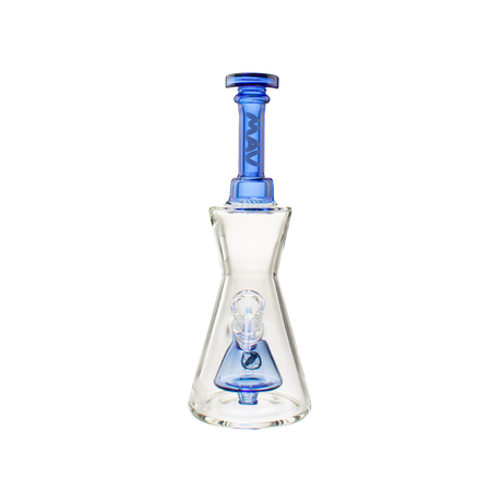 MAV Glass Pyramid Hourglass Bong with Blue Accents - Front View