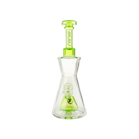MAV Glass - Pyramid Hourglass Bong - Front View with Green Accents