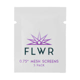 FLWR brand .75 inch mesh pipe screens 5 pack, front view on a white background