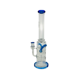 MAV Glass 15" Quad Love Incycler with Reverse Puck Percolator and Blue Accents - Front View