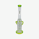 MAV Glass Quad Love Long Neck Double Intake Incycler with Green Accents - Front View