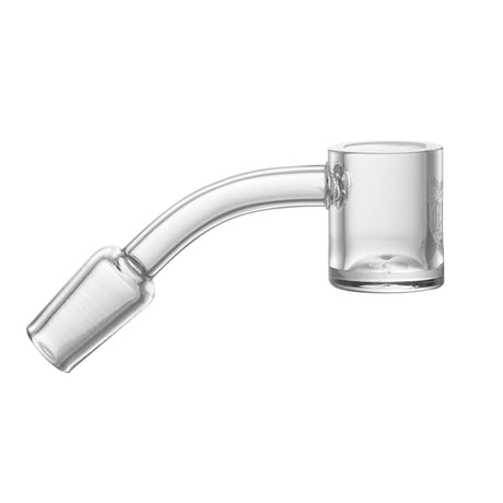 REBEL INITIATE GLASSWORKS Quartz Banger 45° Angle, Clear Glass, Side View on Seamless White