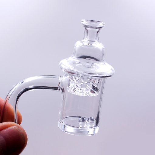 Quartz Banger Kit with Spinning Carb Cap and Terp Pearls held in hand - The Stash Shack
