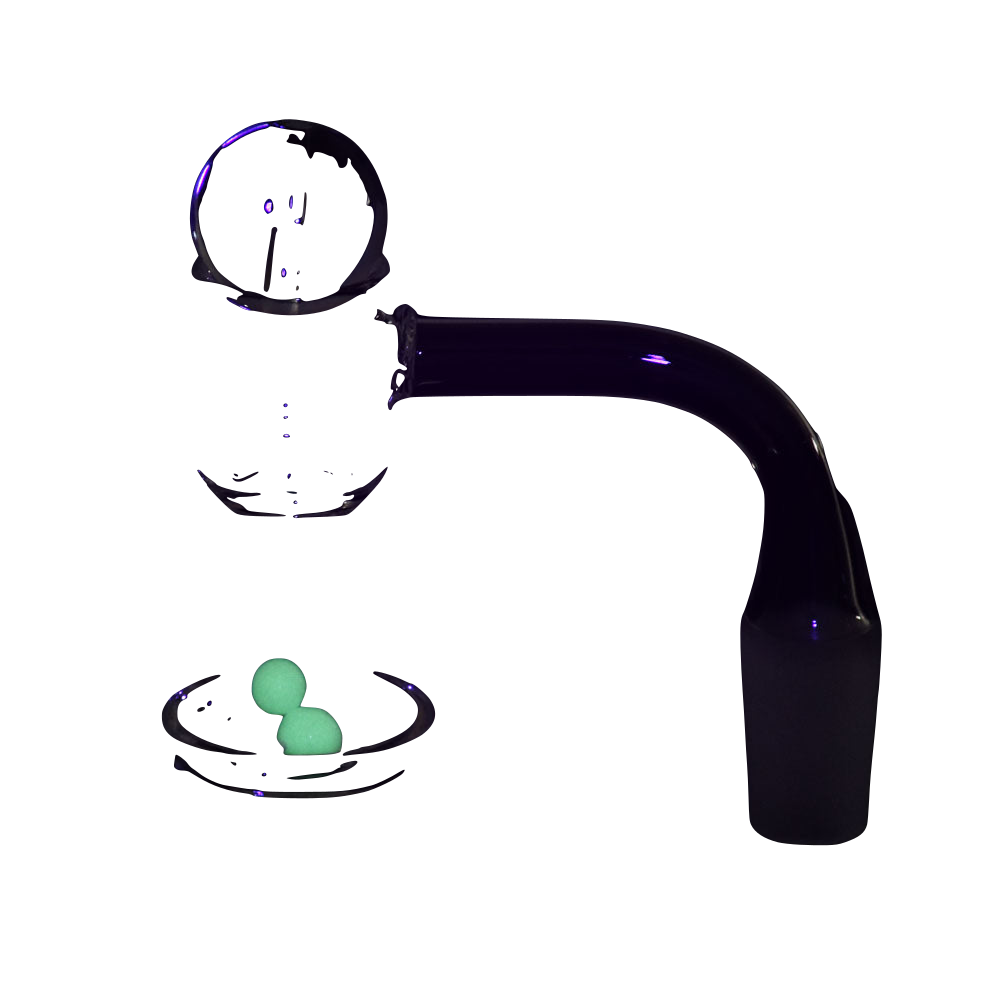 Quartz Banger with Ball Carb Cap & Glow Terp Beads Set for Dab Rigs, Isolated on Black