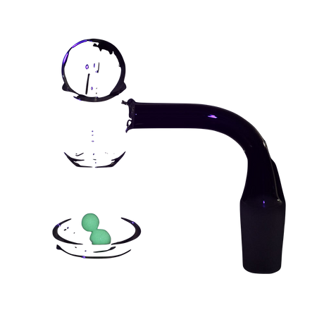 Quartz Banger with Ball Carb Cap & Glow Terp Beads Set for Dab Rigs, Isolated on Black