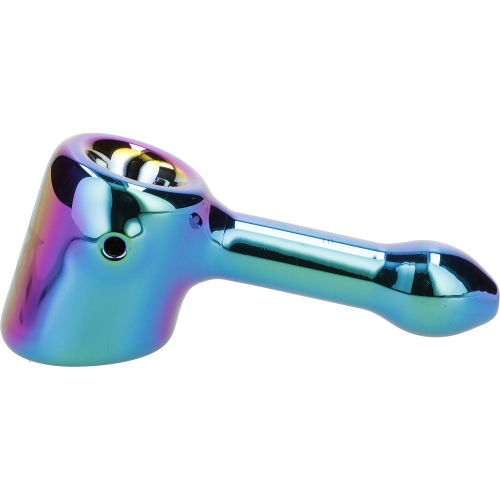 Famous X-Prism Rainbow Fumed Hammer Pipe, 4in Borosilicate Glass, Side View