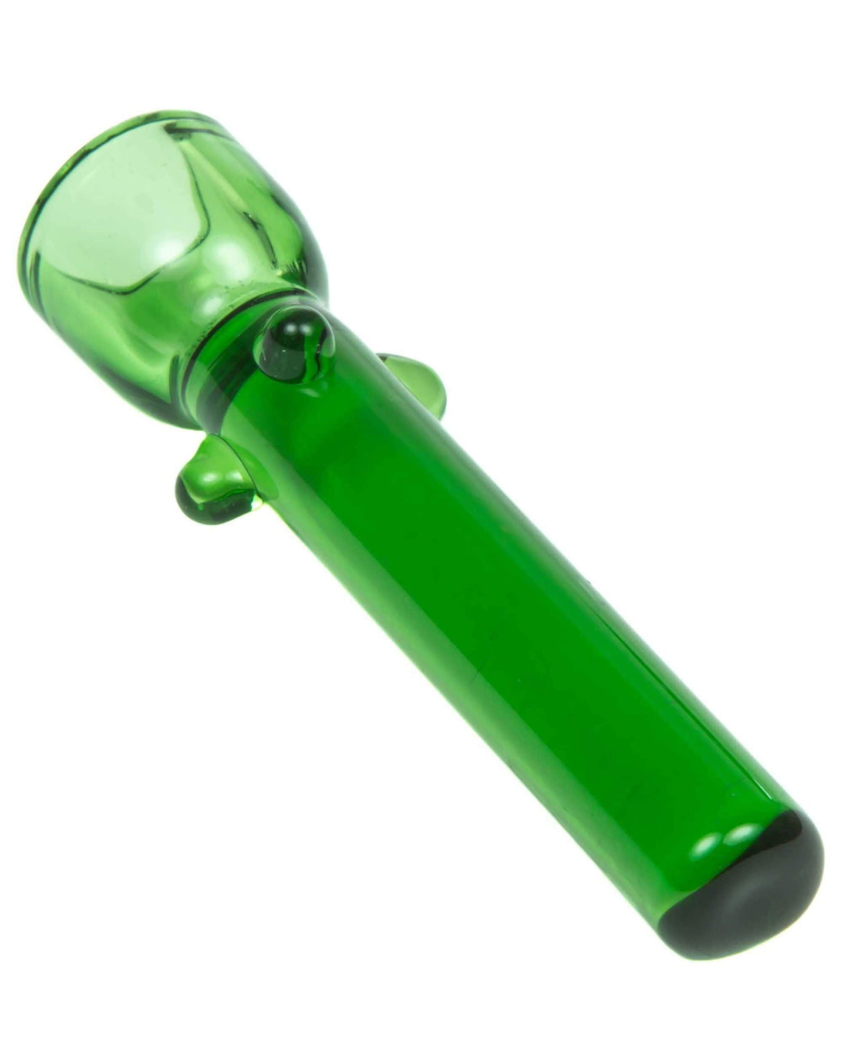 Valiant Distribution Rainbow Glass Dab Nail in green, 90-degree joint, for dab rigs, side view on white background
