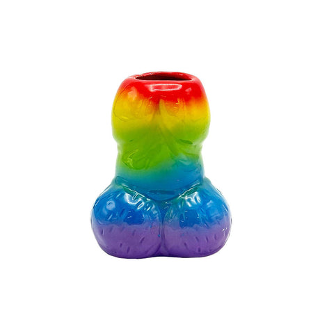 Rainbow Penis Ceramic Shot Glass - 3oz, Fun Novelty Kitchen Gift, Front View