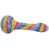 LA Pipes Rainbow Tie-Dye Glass Spoon Pipe, 4.35" Borosilicate, Top View on White