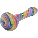 LA Pipes Rainbow Tie-Dye Spoon Pipe, 4.35" Borosilicate Glass, USA Made - Top View