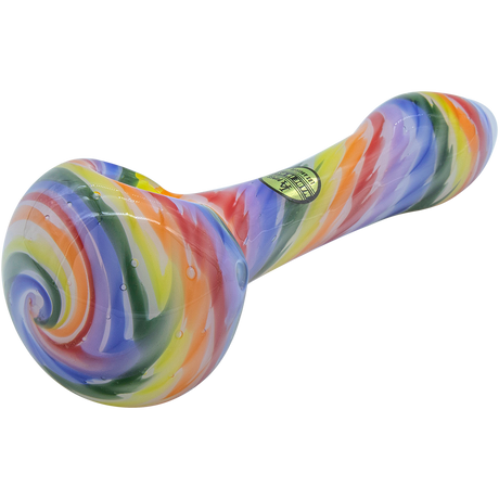 LA Pipes Rainbow Tie-Dye Spoon Pipe, 4.35" Borosilicate Glass, USA Made - Top View