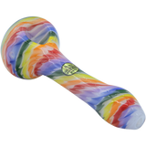 LA Pipes Rainbow Tie-Dye Glass Spoon Pipe, 4.35" Borosilicate, USA Made, Top View