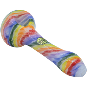 LA Pipes Rainbow Tie-Dye Glass Spoon Pipe, 4.35" Borosilicate, USA Made, Top View