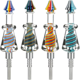 Rainbow Twist Glycerin Glass Dab Straw | Titanium Tip | 7.5" | Colors Vary