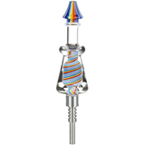 Rainbow Twist Glycerin Glass Dab Straw | Titanium Tip | 7.5" | Colors Vary