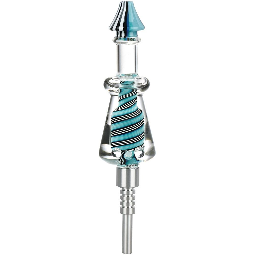 Rainbow Twist Glycerin Glass Dab Straw | Titanium Tip | 7.5" | Colors Vary