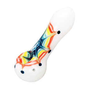Rainbow Web Color Spiral Glass Hand Pipe, Borosilicate, 4.5" Length, Angled View