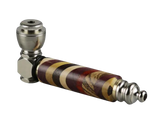 Rainbow Wood & Stainless Steel Hand Pipe, USA Made, for Dry Herbs, Angled Side View