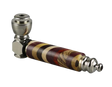 Rainbow Wood & Stainless Steel Hand Pipe, USA Made, for Dry Herbs, Angled Side View