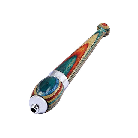 Rainbow Wood Zeppelin One Hitter with Chrome Accent, Small, for Dry Herbs - Side View