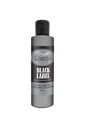Randy's Black Label 6oz Cleaner, front view on white background, for glass, metal, ceramic