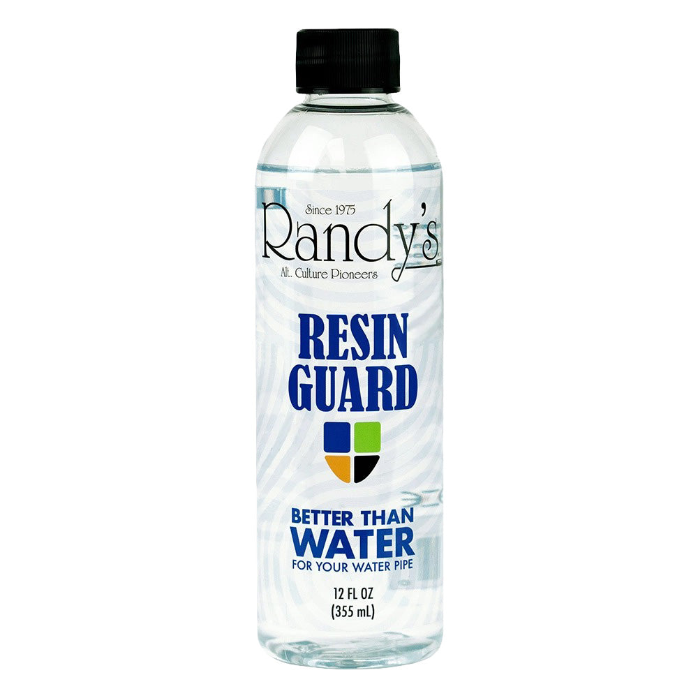 Randy's Resin Guard 12oz Clear Bottle for Bong and Pipe Cleaning - Front View