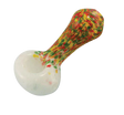 Rasta Color Frit Glass Pipe, 3" Borosilicate Spoon Design, Heavy Wall, Side View