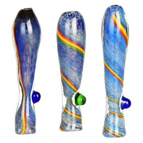 Rasta Waterfall Glass Taster with Marble, 3.5" Heavy Wall Borosilicate, Triple Views