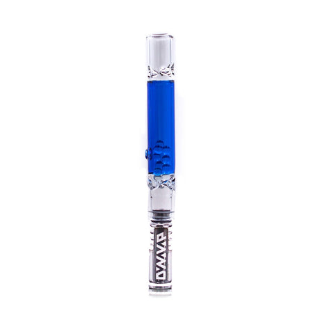 Blue Rattler Glass Cooling Stem for DynaVap by The Stash Shack, front view on white background