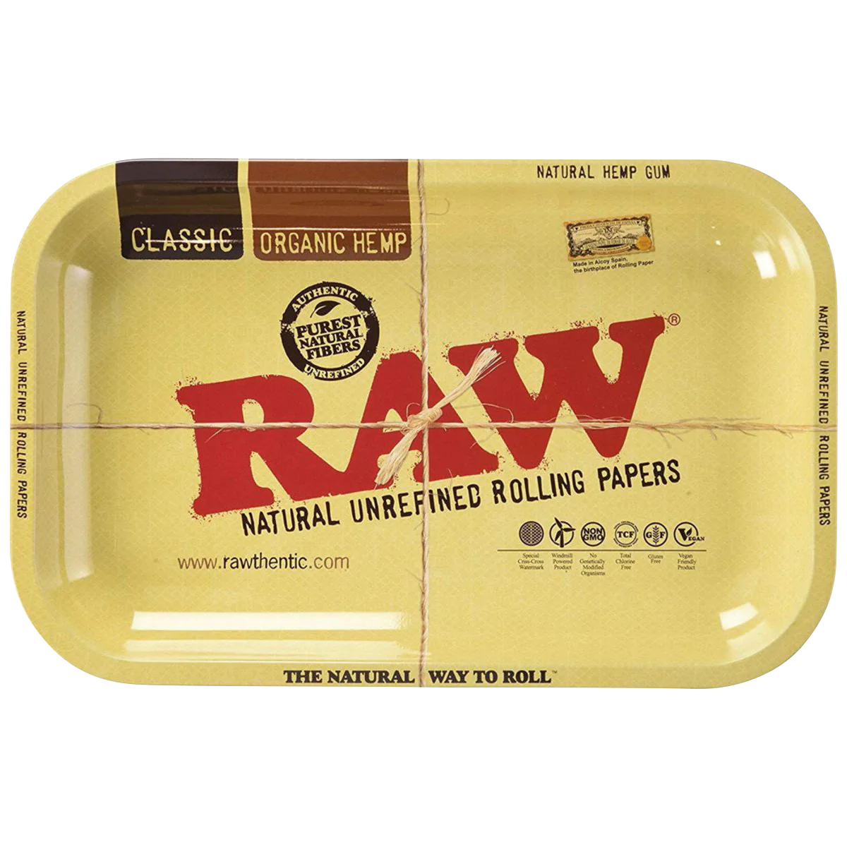 RAW Aluminum High Sided Rolling Tray 11x7" Top View with Classic Design