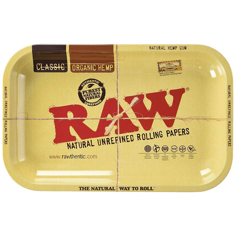 RAW Aluminum High Sided Rolling Tray with Classic Design - Top View