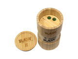 RAW Bamboo Six Shooter for 1 1/4" to King Size Rolling Papers, Angled View with Lid Off