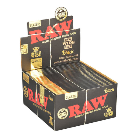 RAW Black Classic King Size Wide Rolling Papers Display Box - 50pc