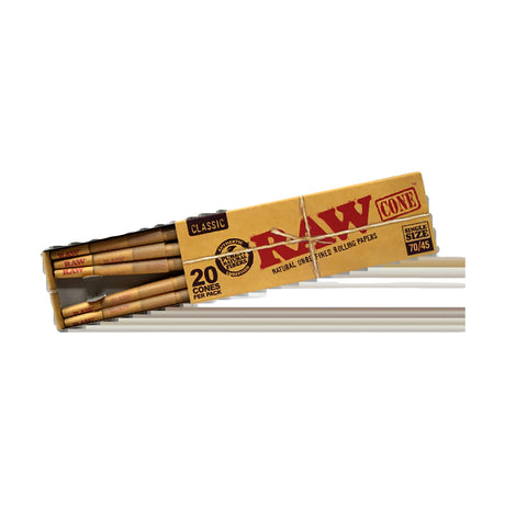 RAW Classic Single Size Pre-Rolled Cones 12 Pack - Front View on White Background