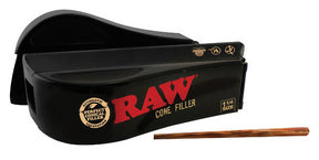 RAW Cone Filler for 1 1/4" Size with Packing Tool on Seamless White Background