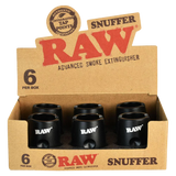 RAW Cone Snuffer 6-Pack, Metal Rolling Accessory, Front View with Packaging