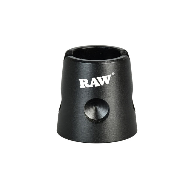 RAW Cone Snuffer in black steel, front view, compact design for extinguishing smokables