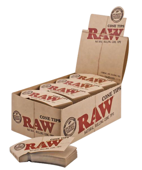RAW Cone Tips Bulk 24 Pack displayed with open box and individual packs